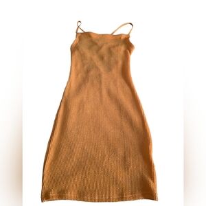 Urban Outfitters Orange Textured Strappy Back Bodycon Mini Dress NWT Size XS